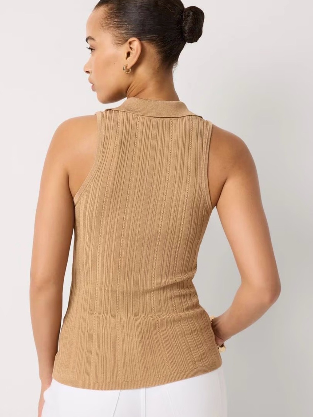 White House Black Market Half Zip Halter Sweater Tank in Chocolate Brown Size S